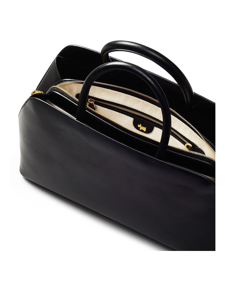 Liverpool Street Icon Medium Ziptop Grab Bag in Black