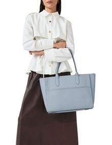 Oak Street Medium Ziptop Tote Bag in Smoke Blue