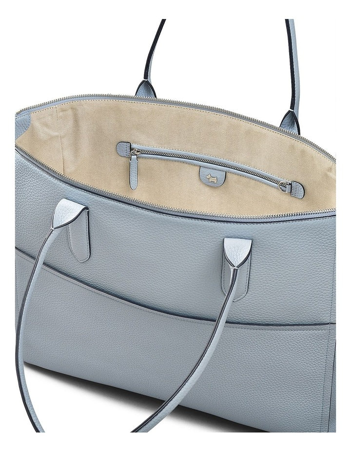 Oak Street Medium Ziptop Tote Bag in Smoke Blue