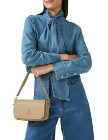 Bathurst Mews Small Flapover Crossbody Bag in Stone
