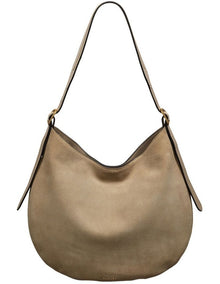 Kensington Place Suede Large Open Top Shoulder Bag in Stone