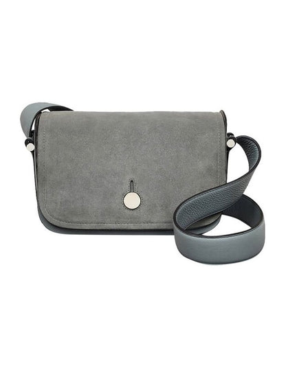 Bathurst Mews Suede Medium Flapover Crossbody Bag in Grey