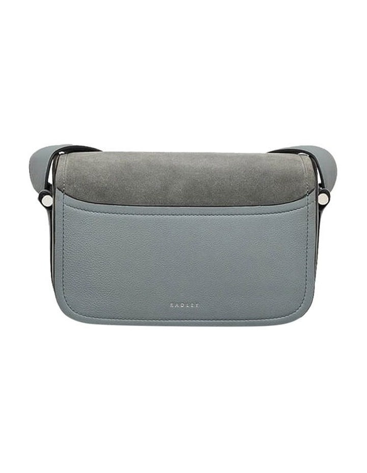 Bathurst Mews Suede Medium Flapover Crossbody Bag in Grey