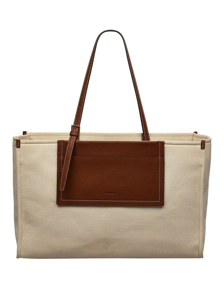 The Burlington Canvas Large Open Top Tote in Beige