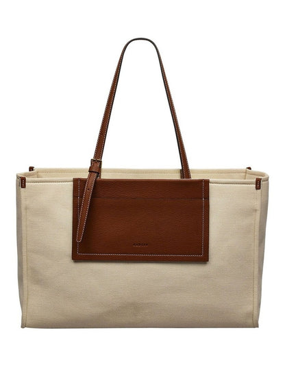 The Burlington Canvas Large Open Top Tote in Beige