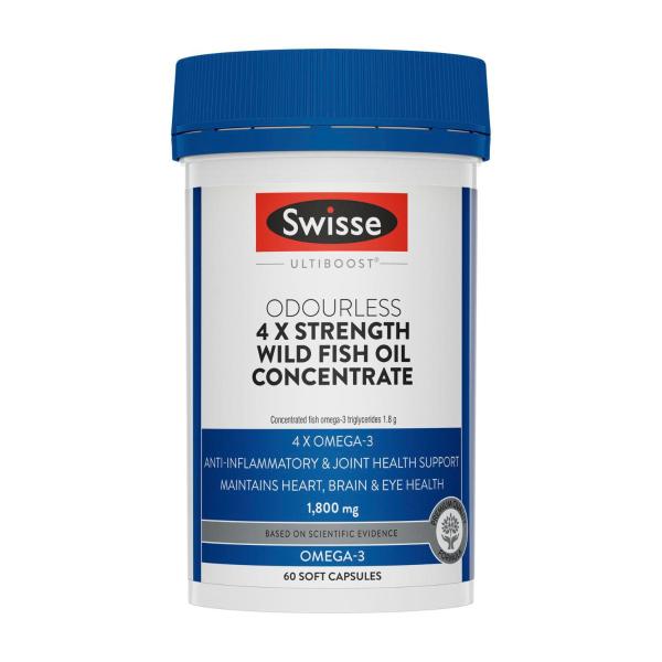SWISSE ULTI BOOST 4 X STRENGTH WILD FISH OIL CONCENTRATE 60 CAPSULES