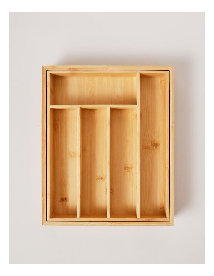 Extendable Bamboo Cutlery Organiser in Natural
