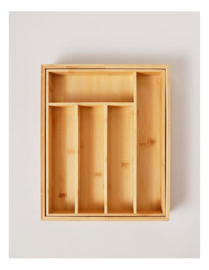 Extendable Bamboo Cutlery Organiser in Natural
