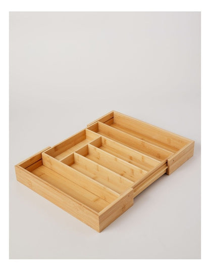 Extendable Bamboo Cutlery Organiser in Natural