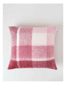 Faux Mohair Check Cushion in Berry