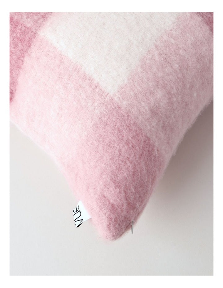 Faux Mohair Check Cushion in Berry