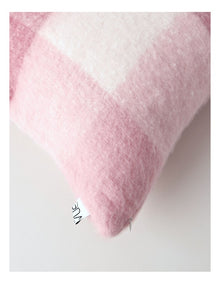 Faux Mohair Check Cushion in Berry