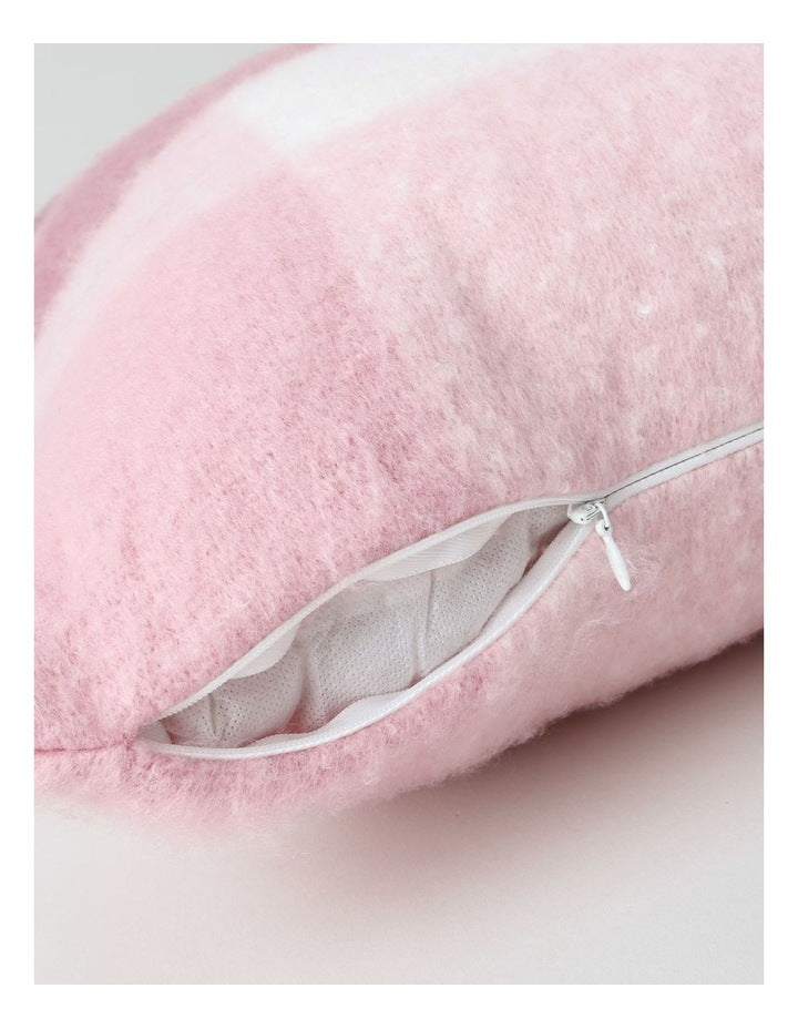 Faux Mohair Check Cushion in Berry