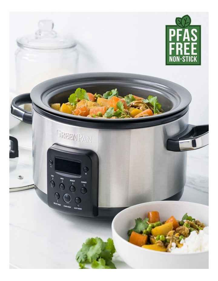 Bistro Slow Cooker Stainless Steel PFAS-free ceramic non-stick