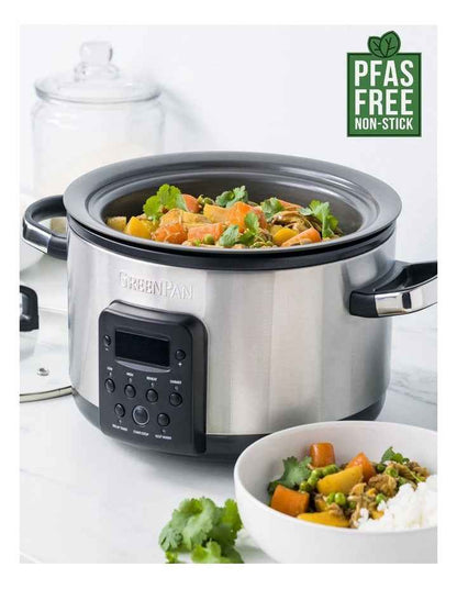 Bistro Slow Cooker Stainless Steel PFAS-free ceramic non-stick