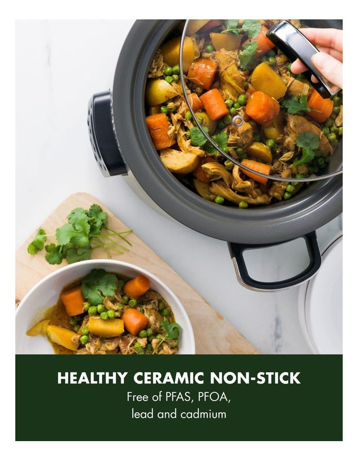 Bistro Slow Cooker Stainless Steel PFAS-free ceramic non-stick