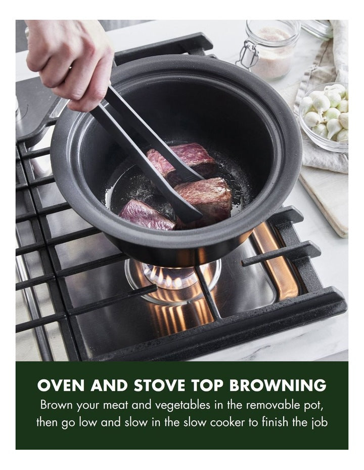 Bistro Slow Cooker Stainless Steel PFAS-free ceramic non-stick