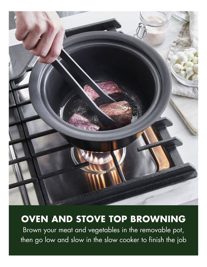Bistro Slow Cooker Stainless Steel PFAS-free ceramic non-stick
