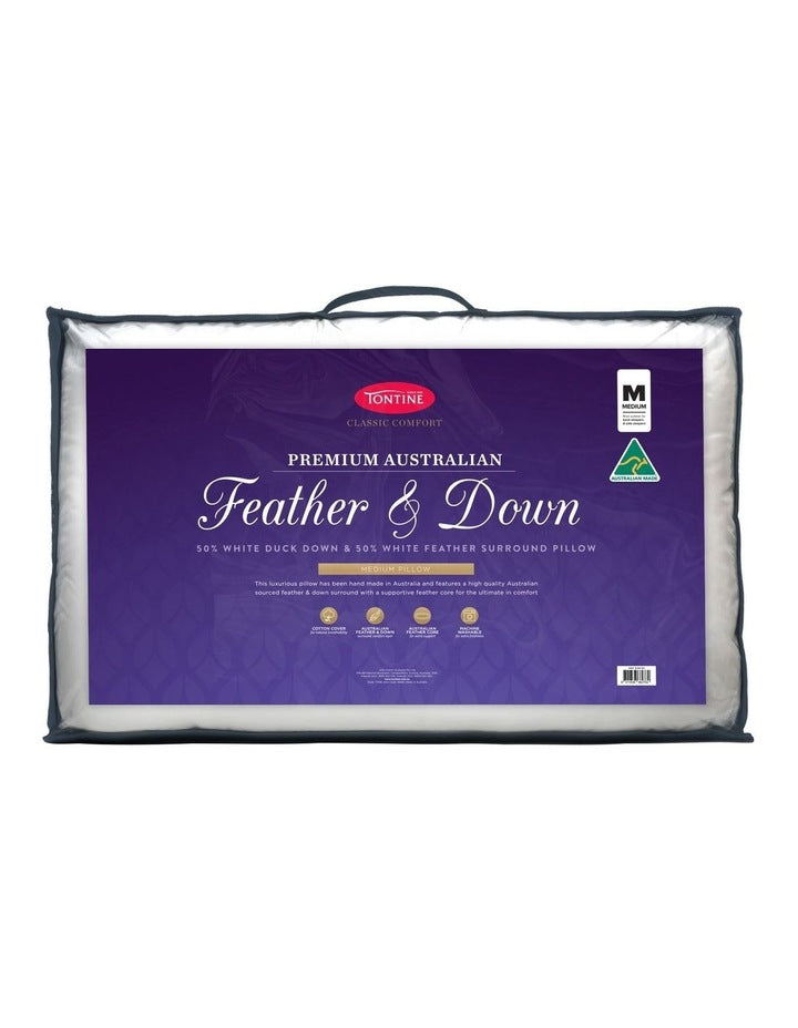 50/50 Australian Feather and Down Surround Pillow in White