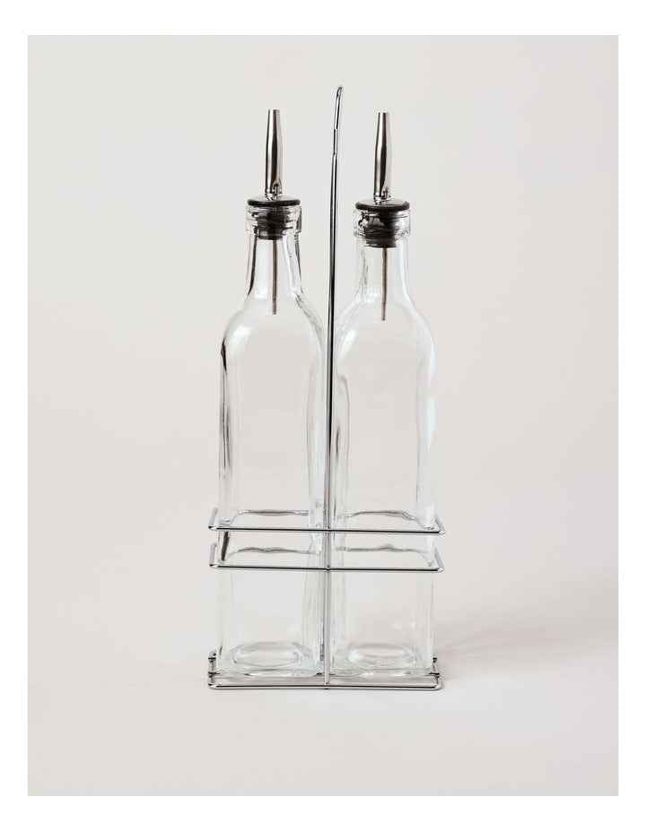 Oil & Vinegar Glass Set With Stand in Clear