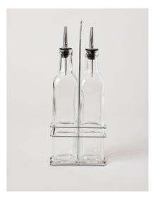 Oil & Vinegar Glass Set With Stand in Clear
