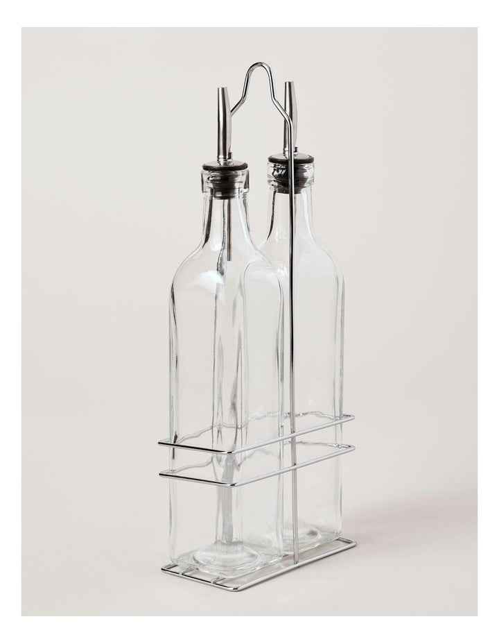 Oil & Vinegar Glass Set With Stand in Clear