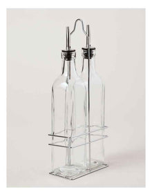 Oil & Vinegar Glass Set With Stand in Clear