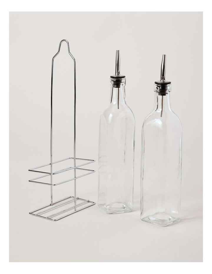 Oil & Vinegar Glass Set With Stand in Clear