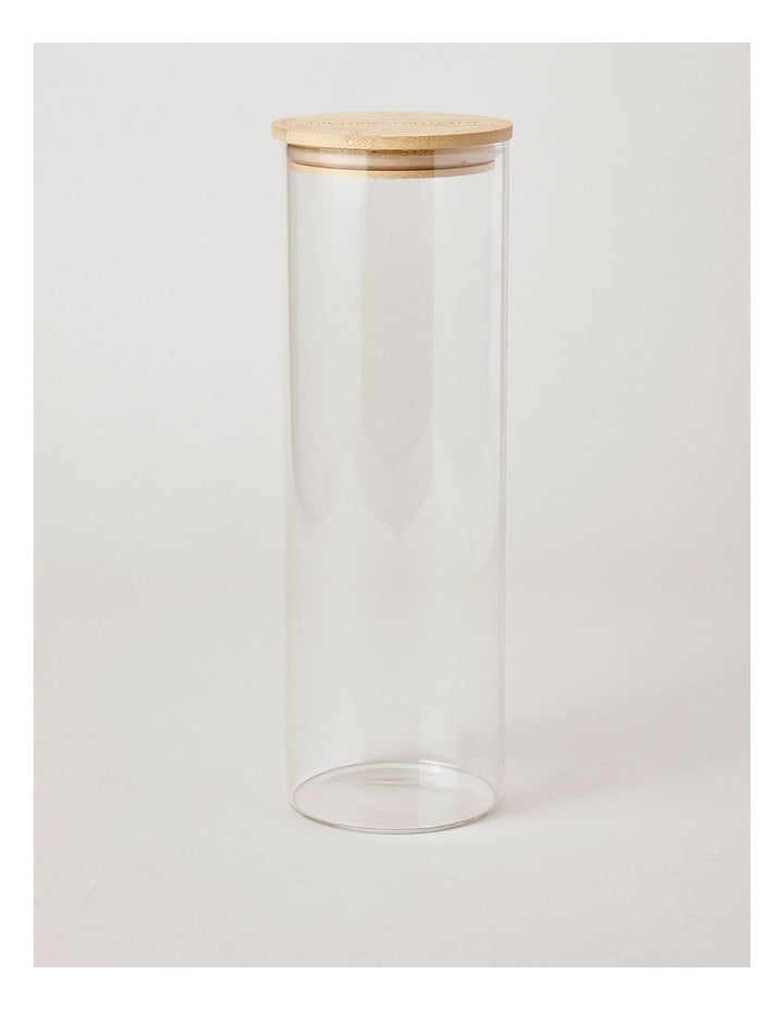 Round Glass Jar with Bamboo Lid 2.85L in Clear