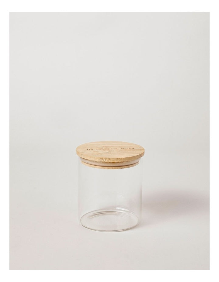 Round Glass Jar with Bamboo Lid 1L in Clear
