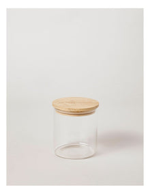Round Glass Jar with Bamboo Lid 1L in Clear