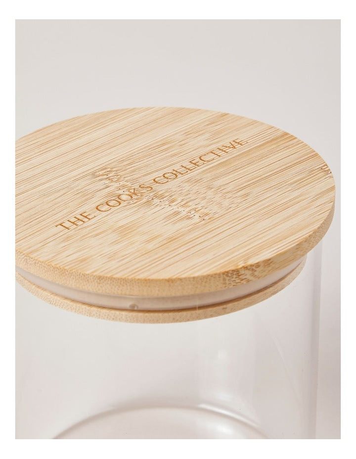Round Glass Jar with Bamboo Lid 1L in Clear