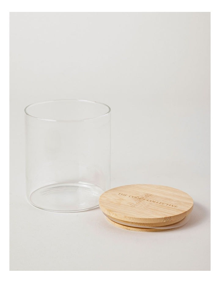 Round Glass Jar with Bamboo Lid 1L in Clear