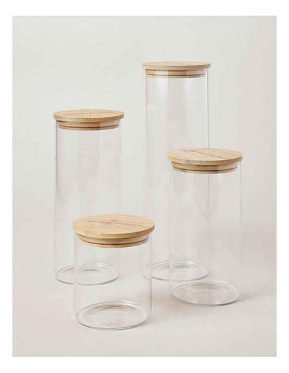 Round Glass Jar with Bamboo Lid 1.68L in Clear