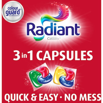 Radiant Active Clean Liquid Laundry Capsules Detergent Washing 28 pack