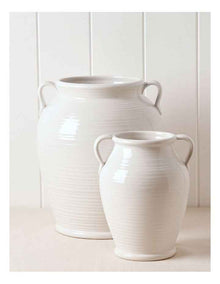 Carrey Round Ceramic Vase with Handles 20cm in White