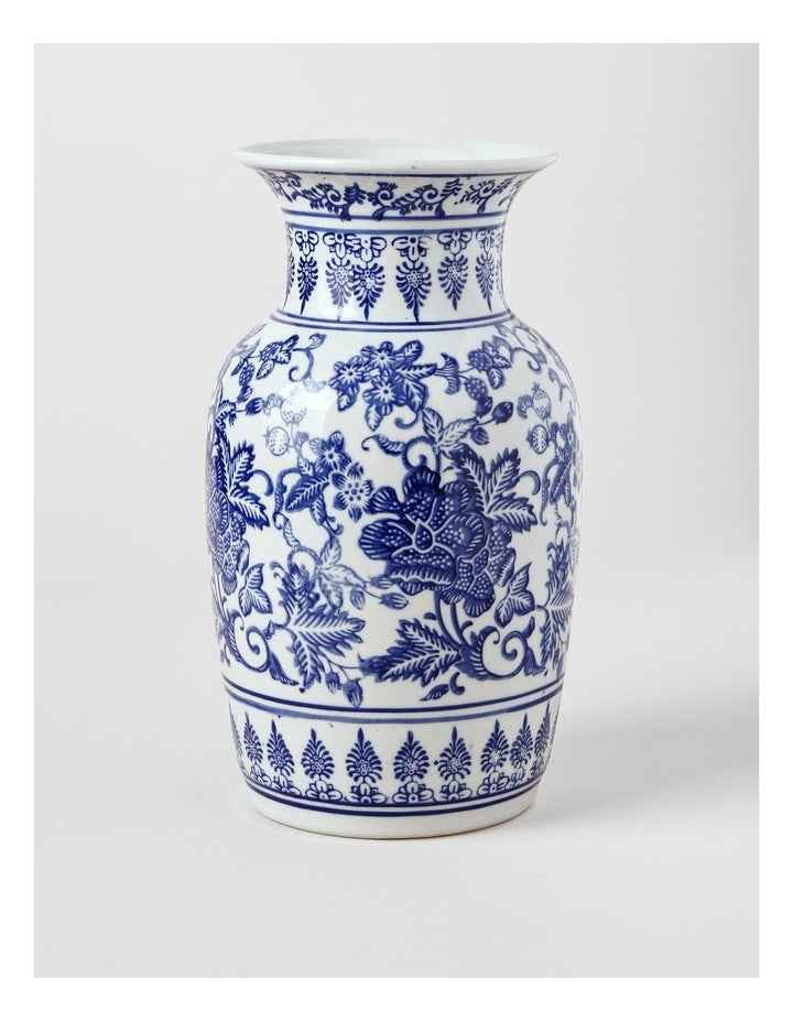 Hand Painted Tall Ginger Jar Vase in Blue 35cm