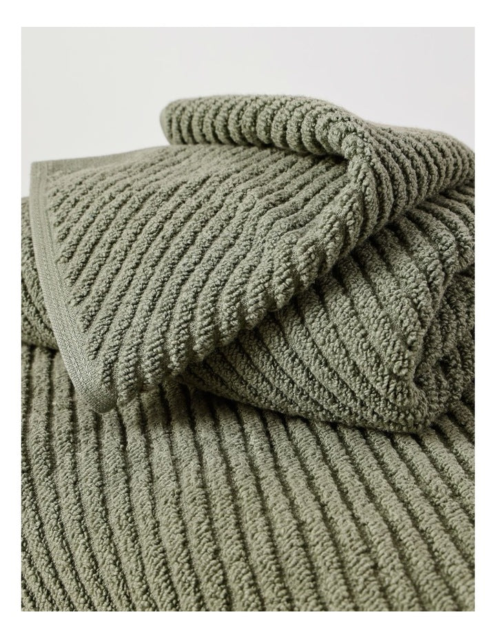 Essentials Diagonal 4pc Towel Packs in Hedge Green