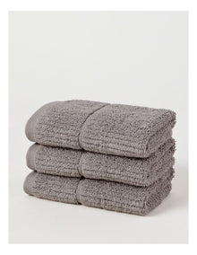 Combed Cotton Rib 3pk Face Washer in Charcoal