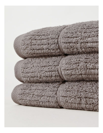 Combed Cotton Rib 3pk Face Washer in Charcoal