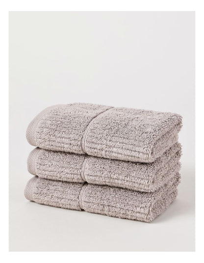 Combed Cotton Rib 3pk Face Washer in Silver