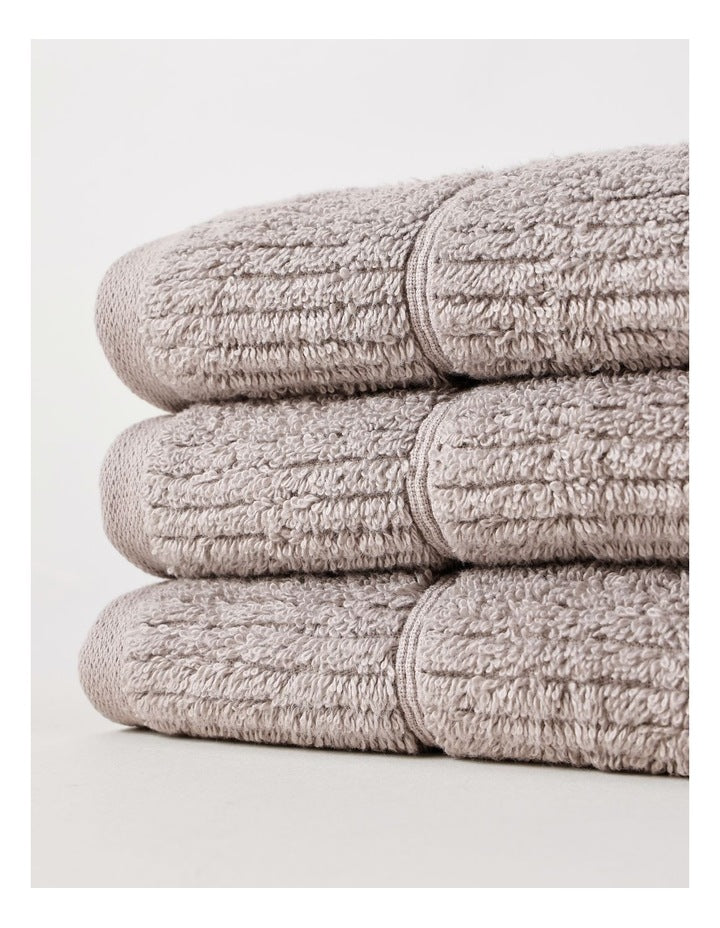 Combed Cotton Rib 3pk Face Washer in Silver