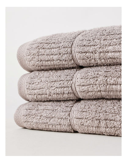 Combed Cotton Rib 3pk Face Washer in Silver