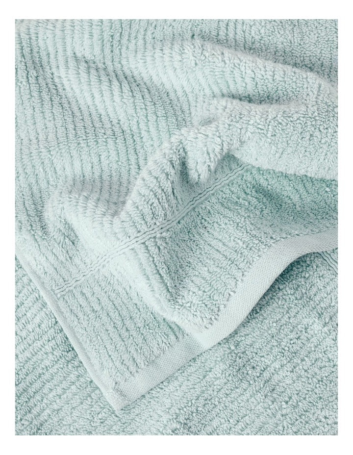 Combed Cotton Rib 3pk Face Washer in Aqua