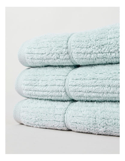 Combed Cotton Rib 3pk Face Washer in Aqua