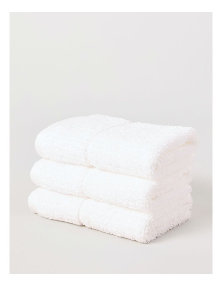 Combed Cotton Rib 3pk Face Washer in White