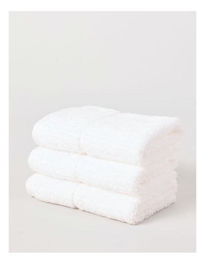 Combed Cotton Rib 3pk Face Washer in White