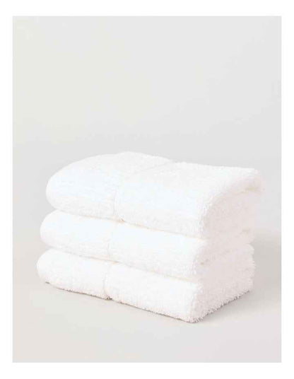 Combed Cotton Rib 3pk Face Washer in White