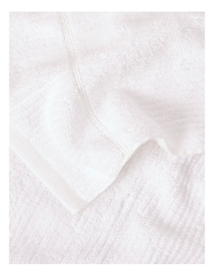 Combed Cotton Rib 3pk Face Washer in White