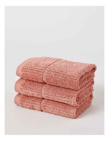 Combed Cotton Rib 3pk Face Washer in Pink Clay
